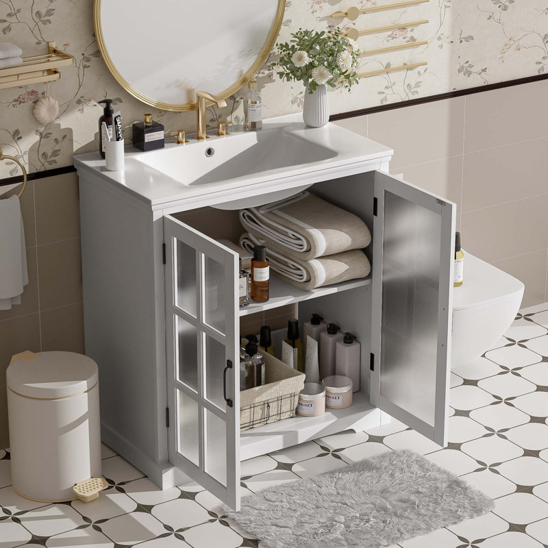 Meuble-lavabo moderne 30 po avec lavabo en céramique