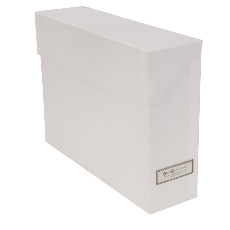 White Textured Paper Flip-Top Storage Box with Dividers