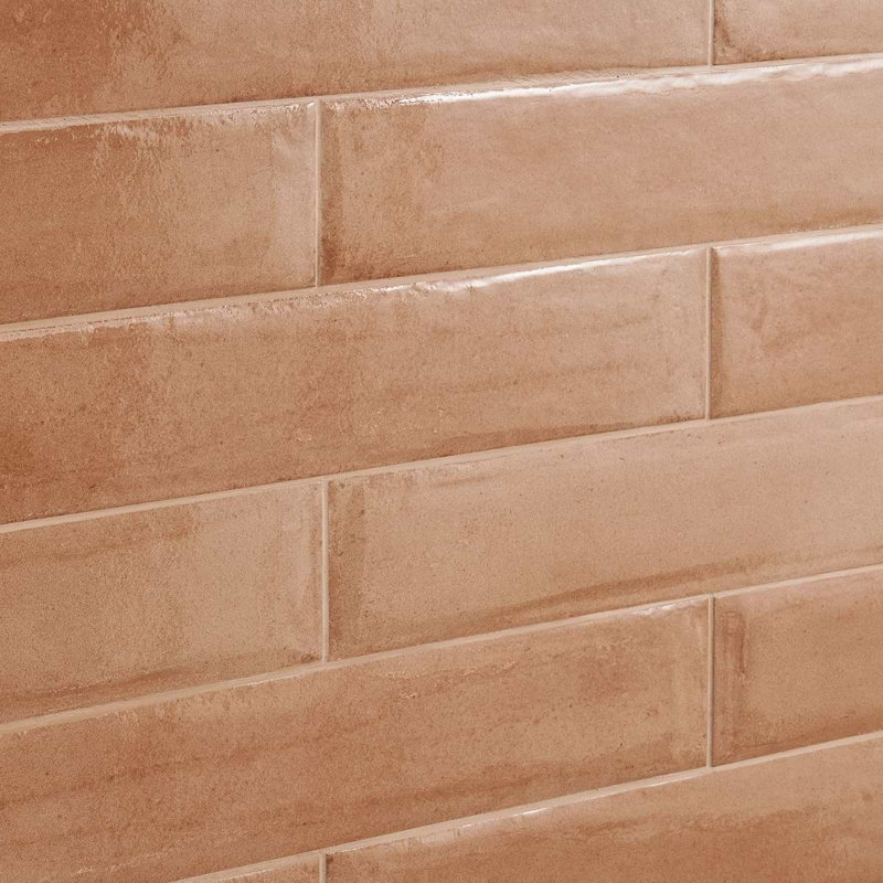 Paint 3x16 Glossy Porcelain Tile, Terracotta Brown