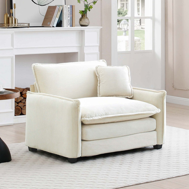 Chaise d'appoint rembourrée avec coussin Raiesha, Beige
