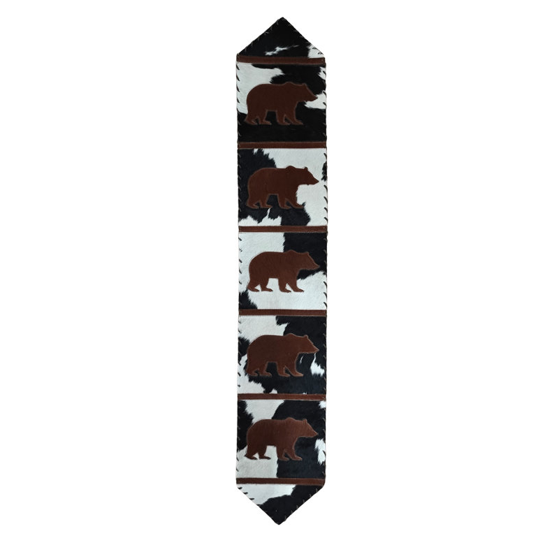 Bear Cowhide Table Runner, 96" L x 12" D, Black/Brown/White
