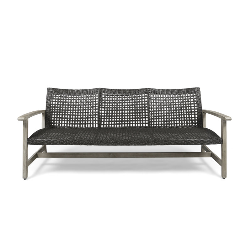 Spacious 3 Seater Outdoor In Grey With And Stable Metal Wood Frame Seat,, Gray
