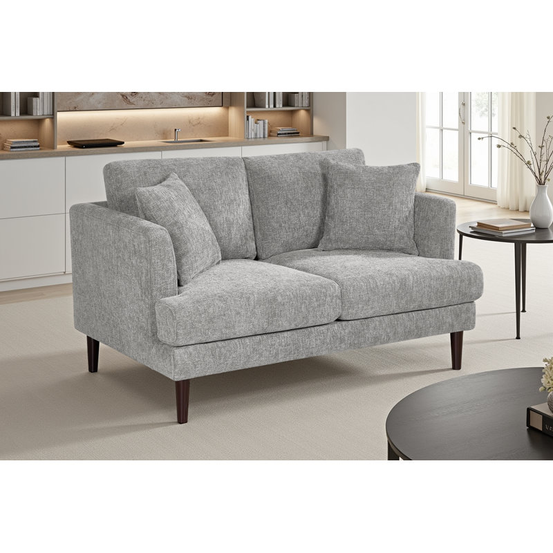Trilby 140Cm Recessed Arm Sofa, Grey Chenille