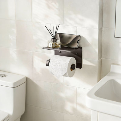 Toilet Paper Holder With Phone Shelf