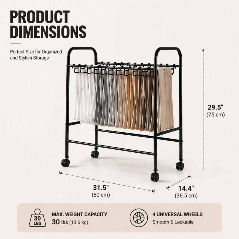 Support portatif pour vêtements et pantalons, Noir
