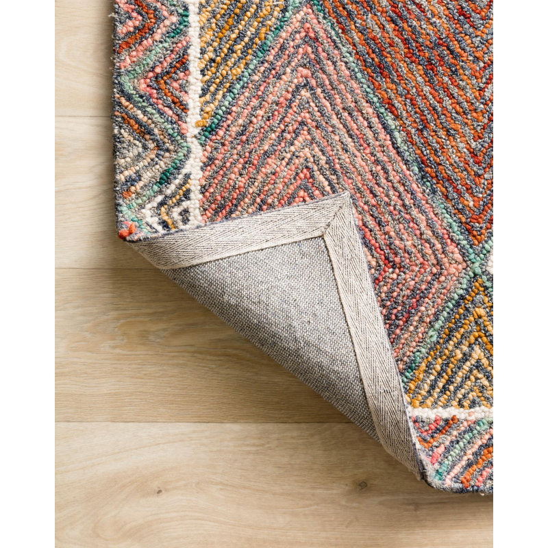 Tapis rose en laine crocheté à la main Morecambe, Rectangle 2 pi 3 po x 3 pi 9 po