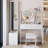 Full Body Mirror Cabinet with LED Vanity Table, Cushioned Stool, 2 AC + 2 USB Power Station, 17\-1642730752