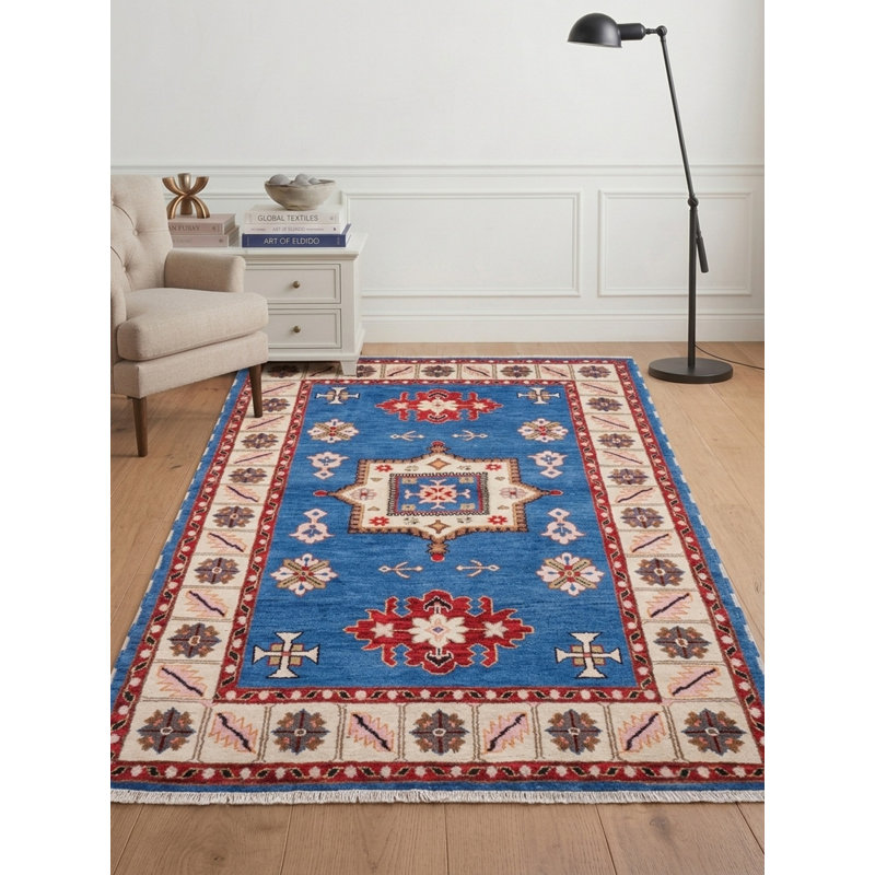 Tapis d'intérieur rectangulaire oriental fait main en soie et laine blanc aqua, noué à la main, Rectangulaire 8 pi x 10 pi