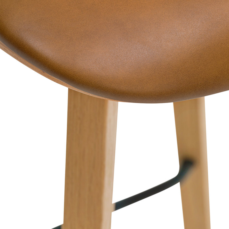 Caspian Bar Stool, Counter Stool (25.5” Seat Height), Brown Top Grain Leather