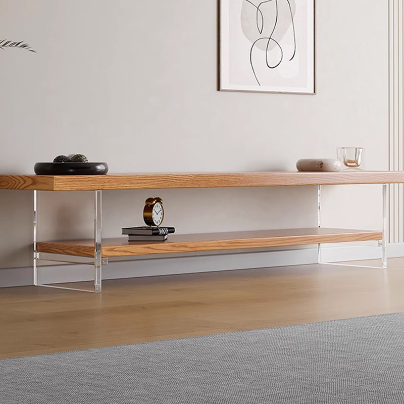 Meuble télé minimaliste moderne en bois massif, H 16,53 po x L 70,86 po x l 15,74 po
