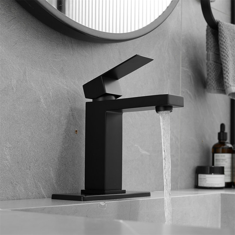 Single-Hole Single-handle Bathroom Faucet with Drain Assembly, Matte Black