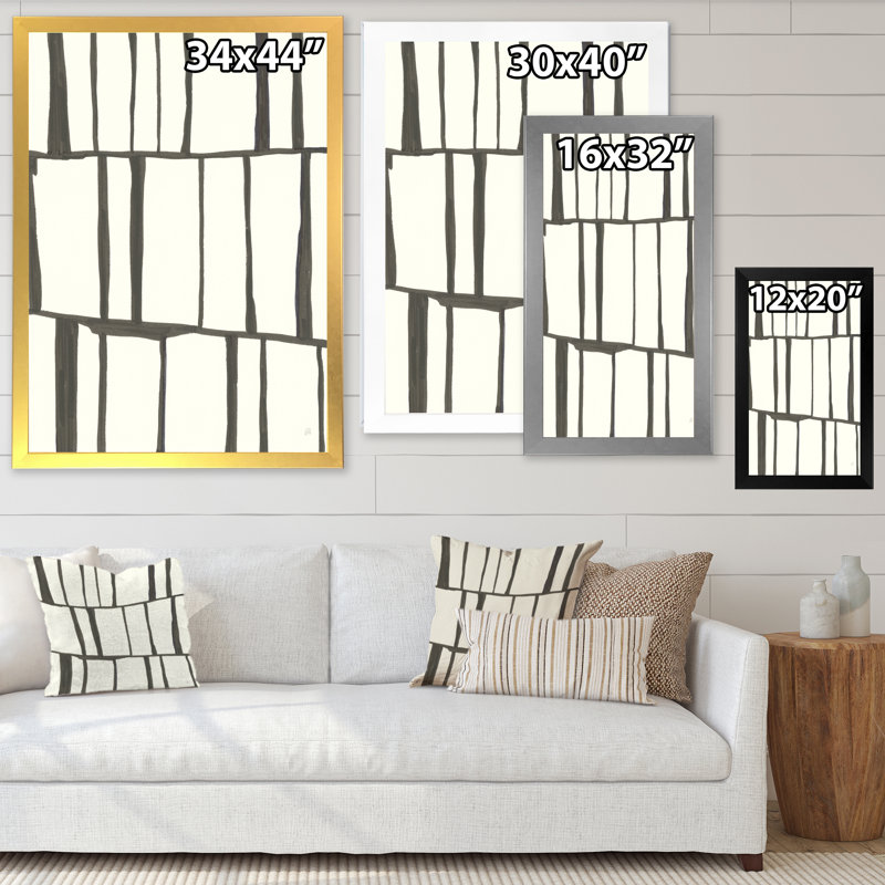«Minimalist Black and White I», reproduction d'art sur toile, Cadre blanc, H 20 po x l 12 po x P 1po