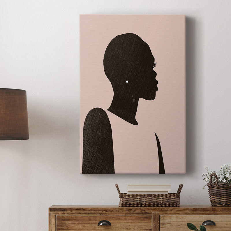 Silhouette rose II - Cavas enveloppés de galerie, H 18 po x l 12 po