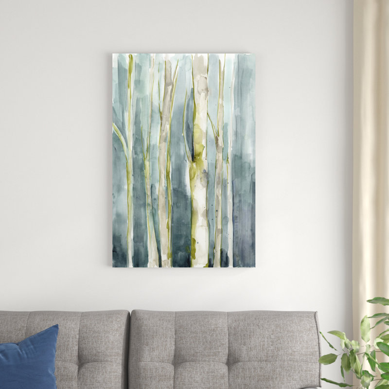 Treeline Watercolor I par Jennifer Goldberger - peinture sur toile tendue, H 36 po x l 24 po