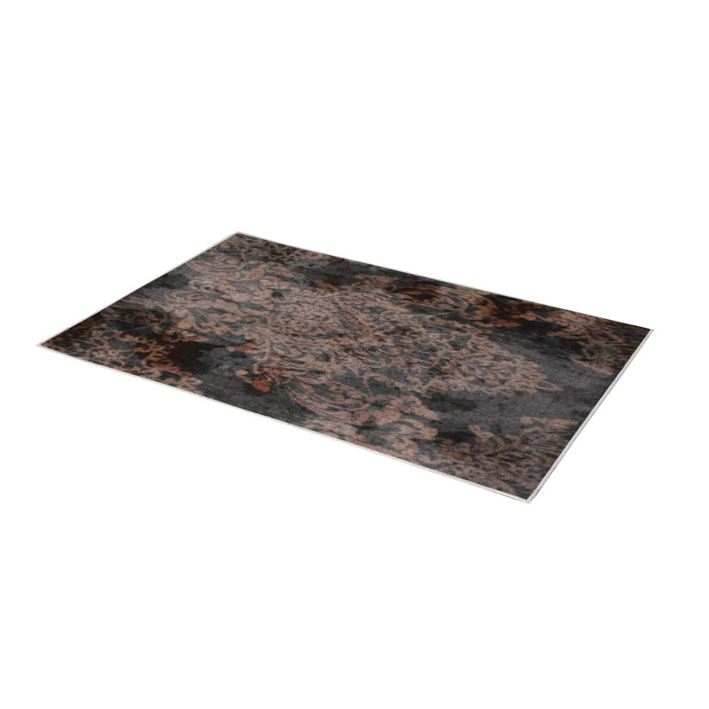 Tapis tissé de qualité supérieure, 5,2 x 7,5 pi, 100% polyester, antibactérien, antidérapant, hauteur des poils de 0,3 po | Lavable à la machine, impression numérique 3D | Parfait pour le salon, la chambre à coucher et le bureau
