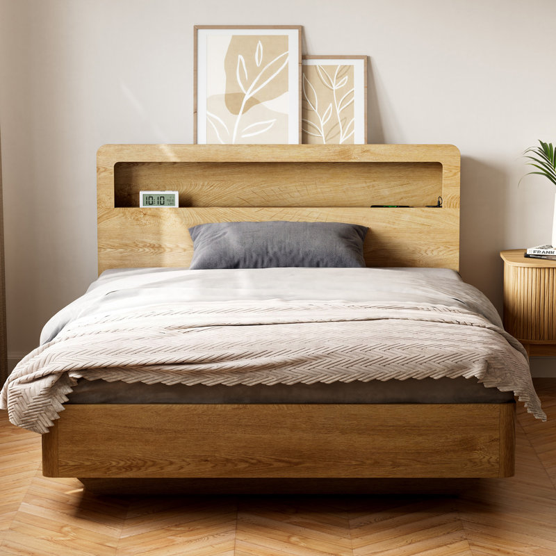 Bed With Headboard, Full / Double, Brown