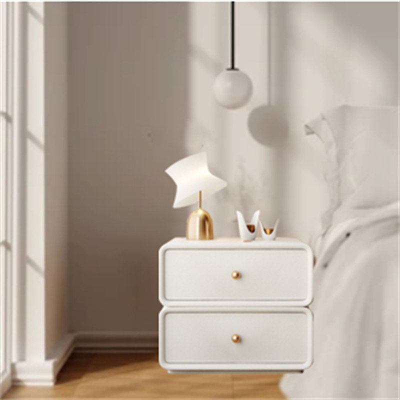 Nightstand, Rotatable Sugar Cube Shape Nightstand, Solid Wood Frame Nightstand With 2 Drawers Modern Light Luxury Style