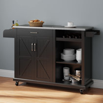 Farmhouse Rolling Kitchen Island, Portable Kitchen Cart Wood Top Kitch —  Farmhouse Kitchen and Bath