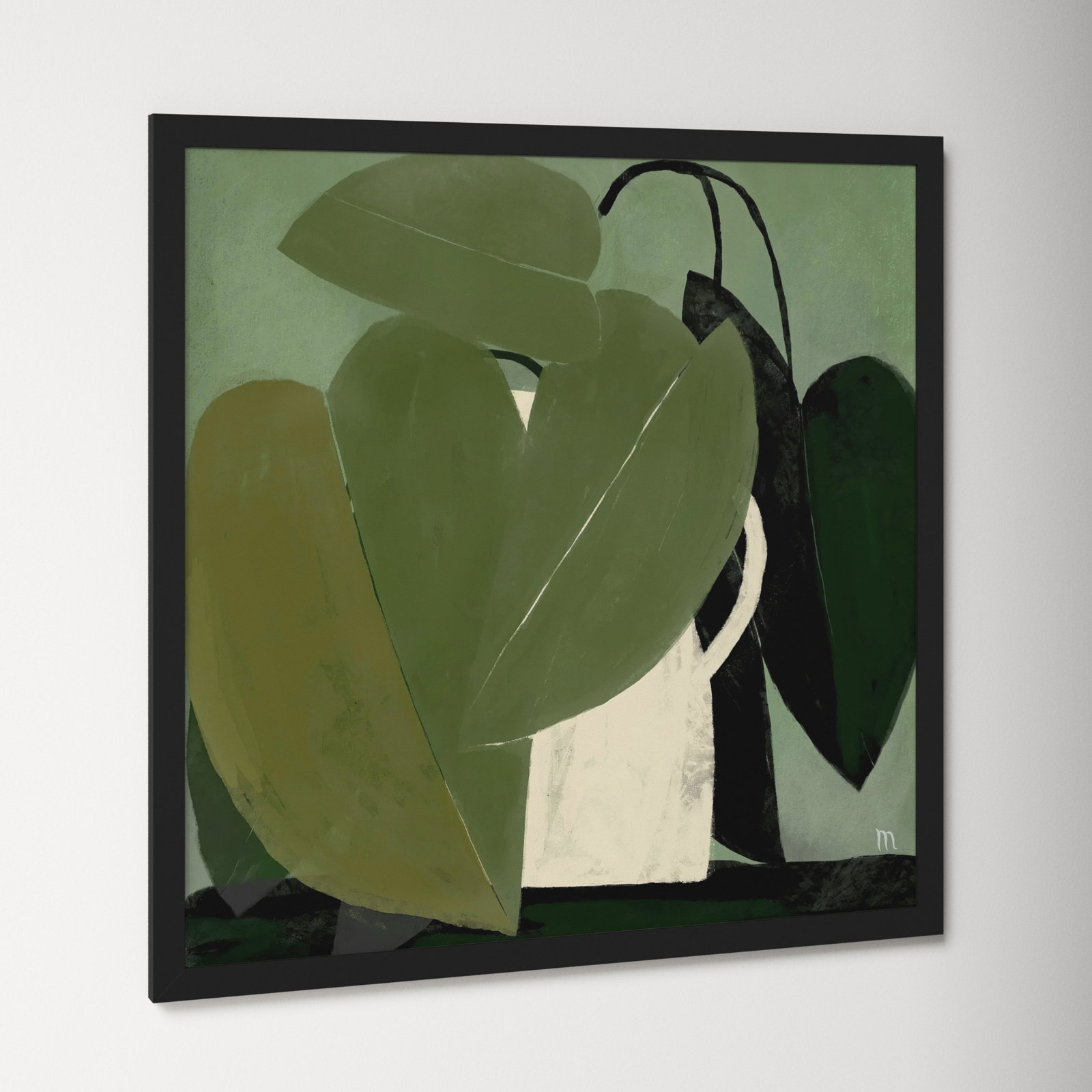 Green On Green by StudioM, Black, 16" H x 16" W x 1.25" D