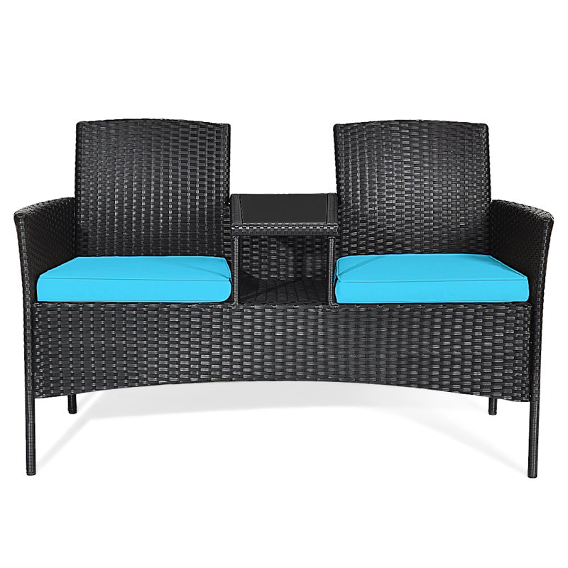 Hymes Outdoor Bench, Blue