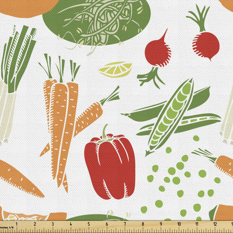 Ove Food with Carrot Pepper Soybean Pumpkin Slice and Pease Fabric