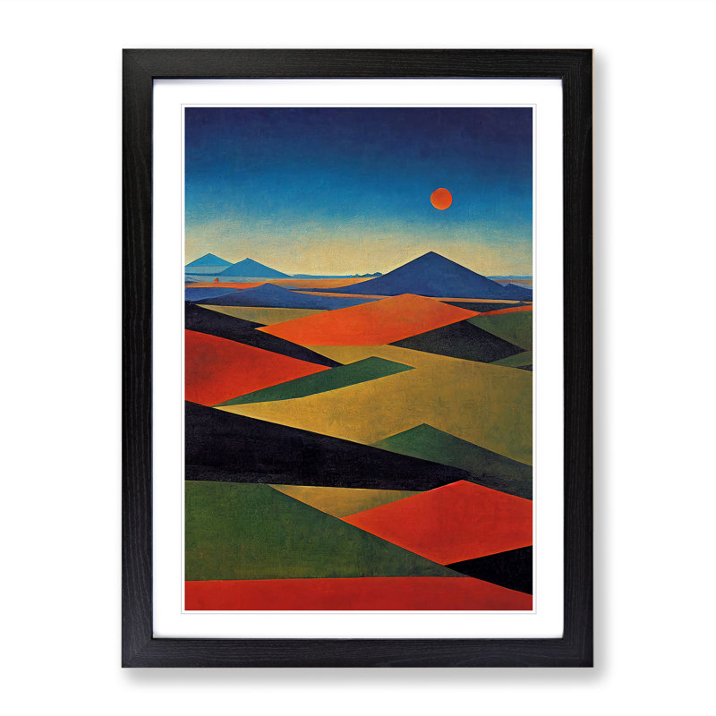 XV1022-328X Abstract Landscape Meadow Art No.3 - Single Picture Frame Painting, Black, 64cm H x 46cm W x 2cm D