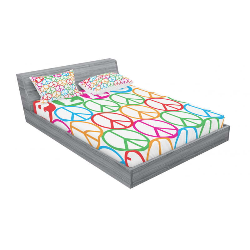 Microfiber Geometric Sheet Set, Queen Sheet Set with Fitted Sheet