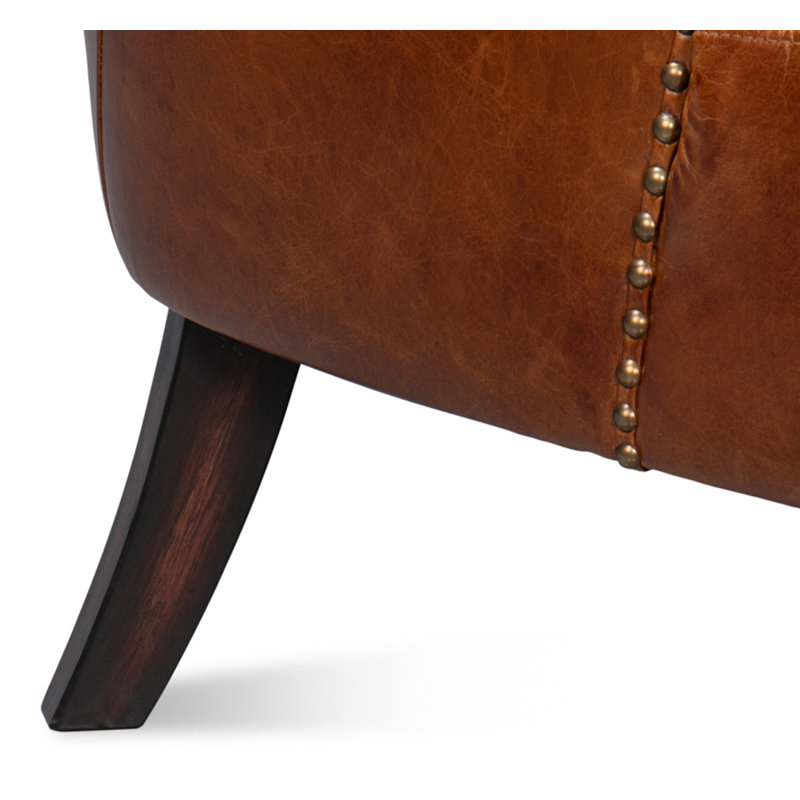Drake Armchair, Dark Brown Genuine Leather
