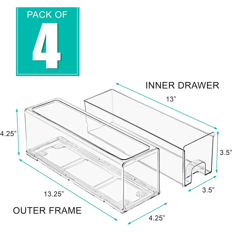  Ensemble de 4 petits tiroirs de rangement et de rangement empilables et transparents