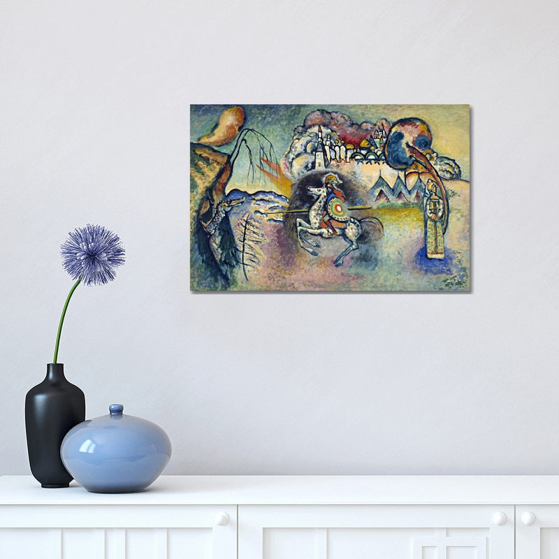 Saint George Rider And The Dragon by Wassily Kandinsky - Wrapped Canvas Painting, 30.48cm H x 45.72cm W x 1.91cm D
