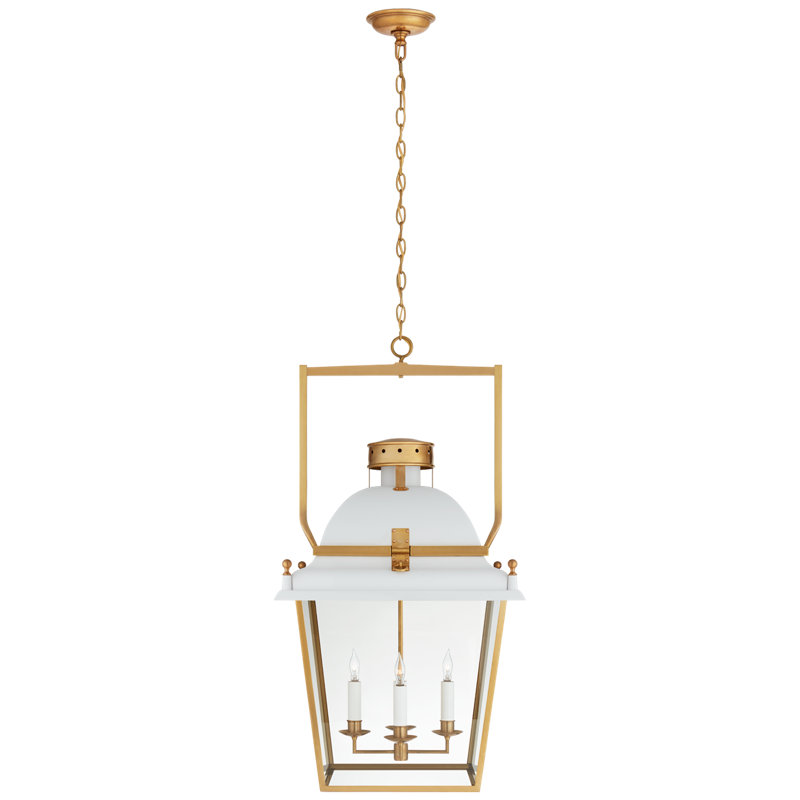 Chapman & Myers Coventry Lantern, Matte White/Gold, 36.5" H x 19" W x 19" D