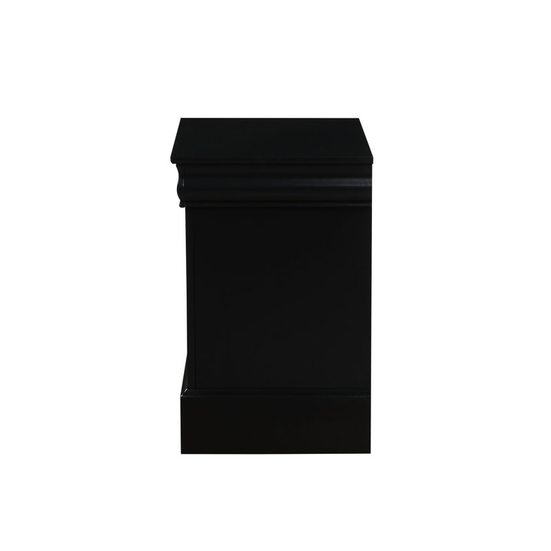 Black Finish Nightstand - Functional Bedroom Accessory Iii 2 Drawers For Storage Contemporary Design Synthetic Wood
