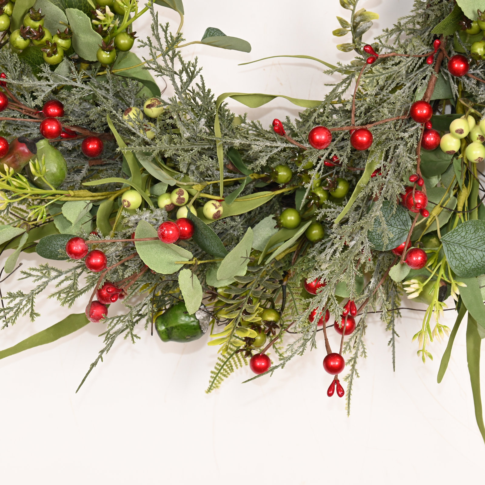 24" Handcrafted Cypress Christmas Wreath, Red/Green