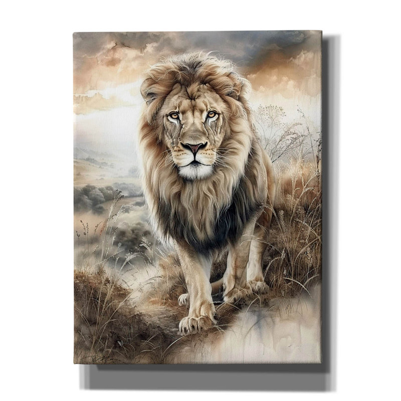 Toile épique «Steppe Lion» par Momart, H 16 po x l 12 po x P 0,75 po