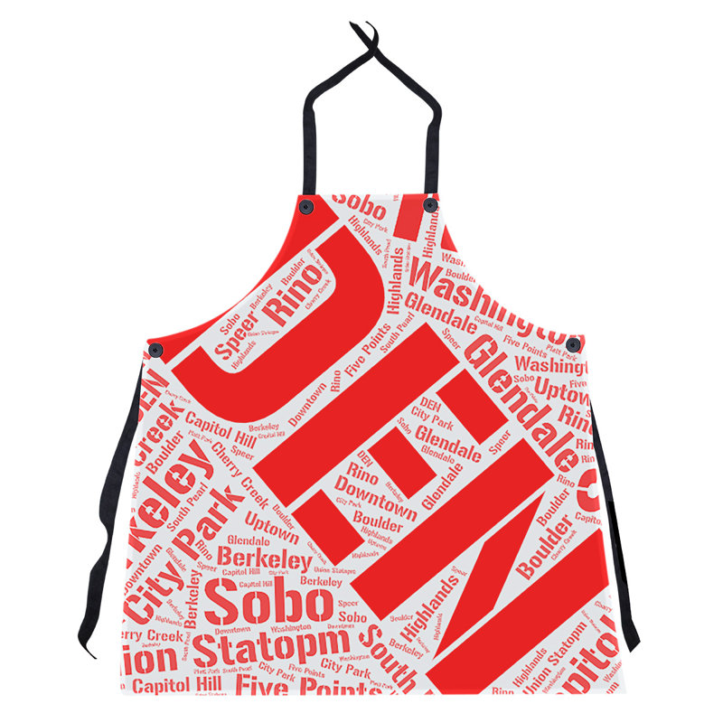 Word Art Bib Apron, Dallas, Red