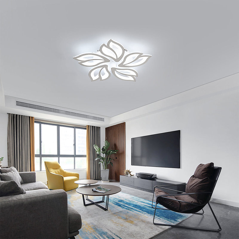 Hyslop Dimmable 5-Light 55cm LED Integrated Semi Flush Mount with Remote Control, White