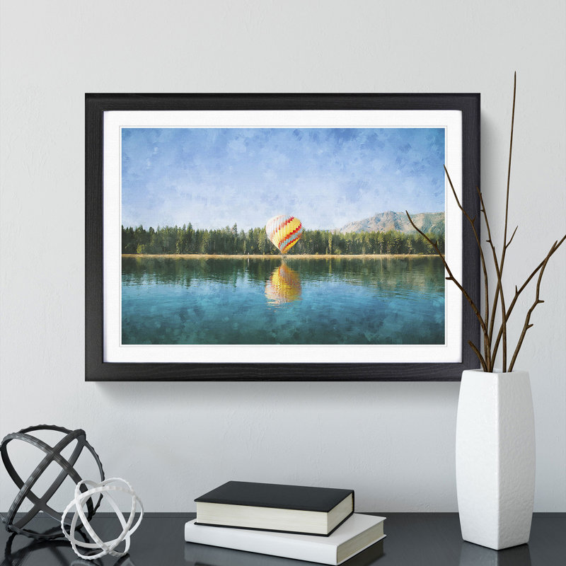 Hot Air Balloon Vol.1 - Picture Frame Painting, 27cm H x 36cm W x 2cm D, Black Framed