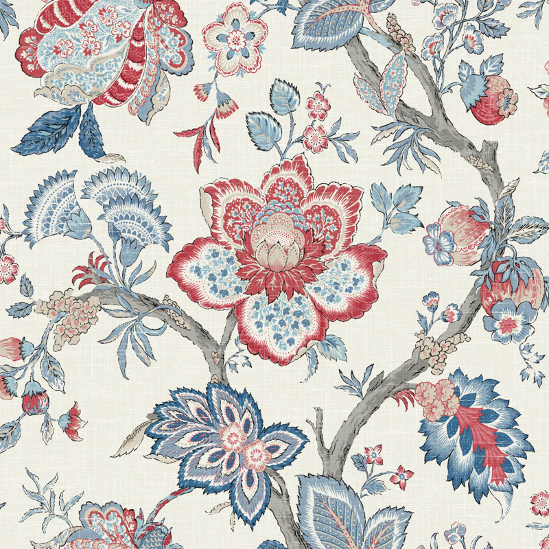Multi Coloured 8.23m x 68.5cm Matte Wallpaper Roll, Red/Blue
