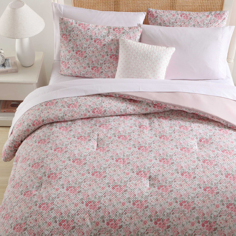 Ensemble de lit dormant réversible rose Laura Ashley Quartet Easy Care, Édredon double et 5 pièces supplémentaires