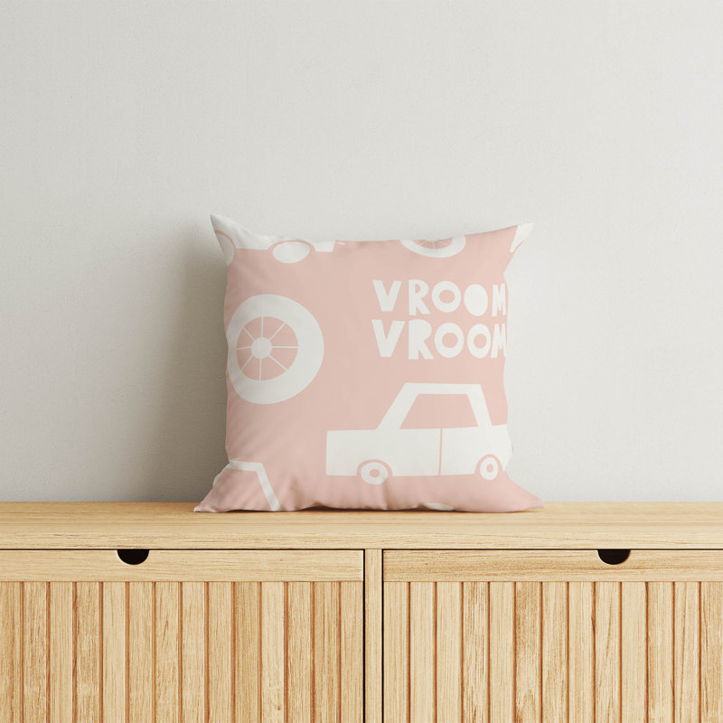 Coussin Vroom, H 16 po x l 16 po, Rose