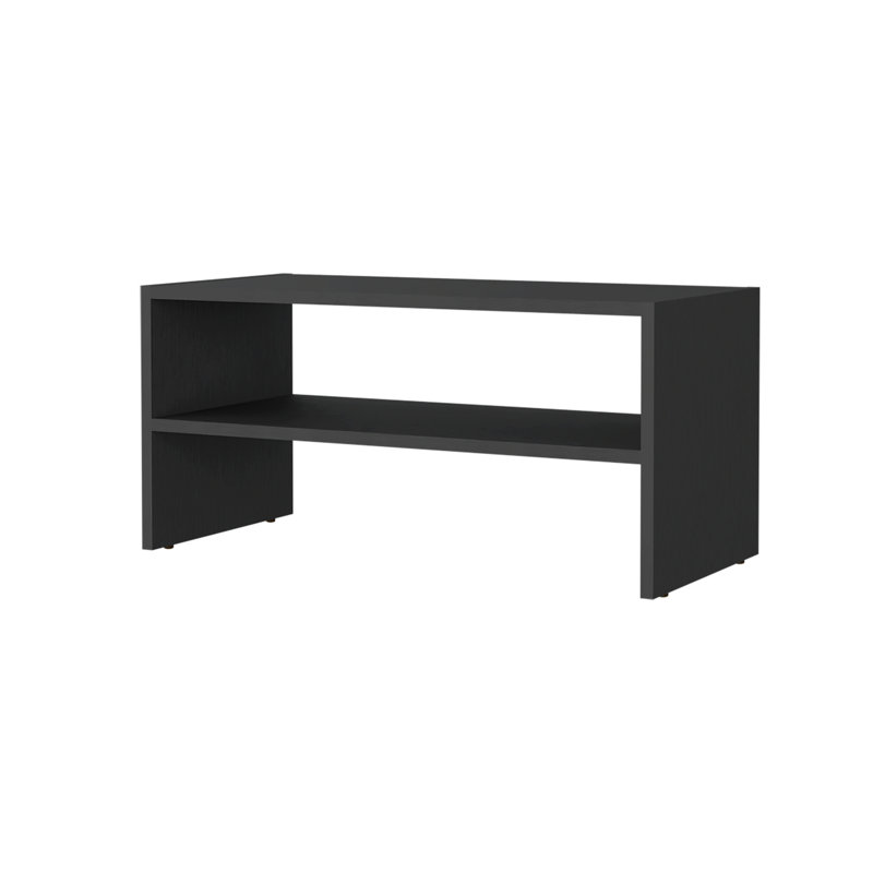 Shoe Rack In Melamine With 2 Shelves, Black