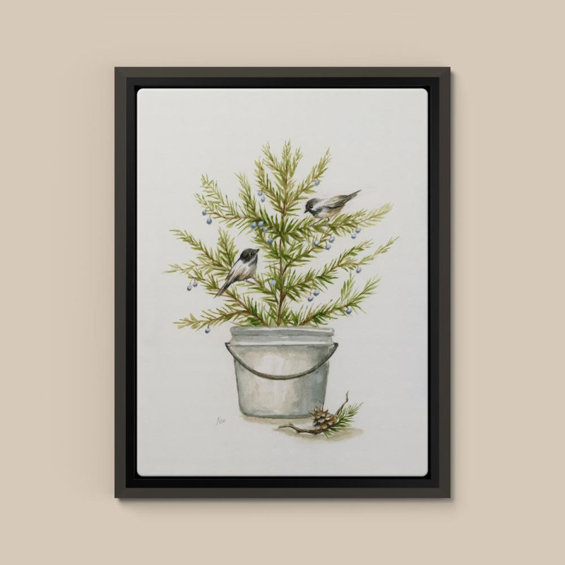 «Winter Bounty II» par Nan - Impression sur toile, 18 po x 24 po, Cadre flottant biseauté, Noir