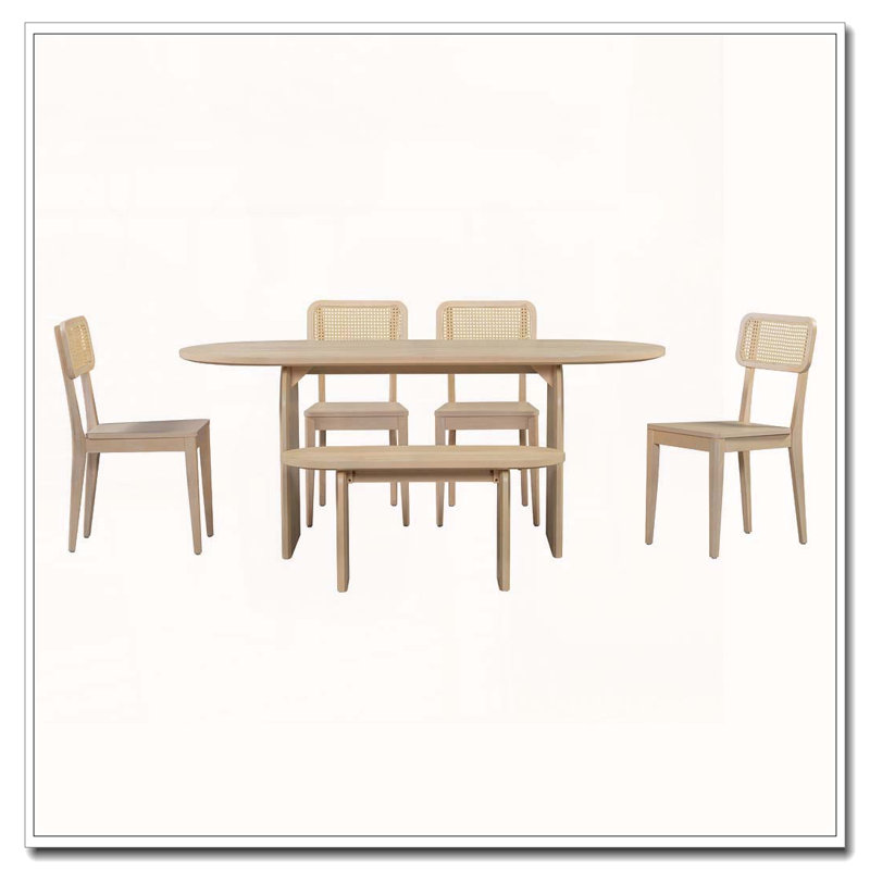 Ensemble de table de salle à manger 6 pièces, Naturel
