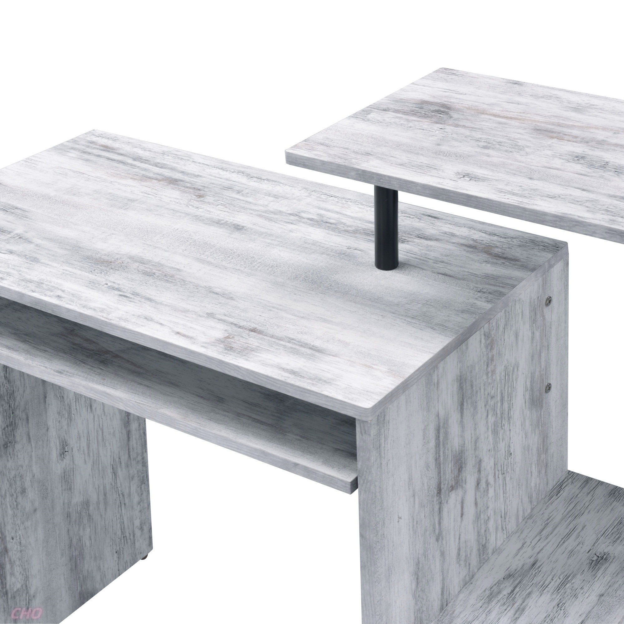 Inbox Zero Lyphre Antique White & Black Finish Computer Desk | Wayfair