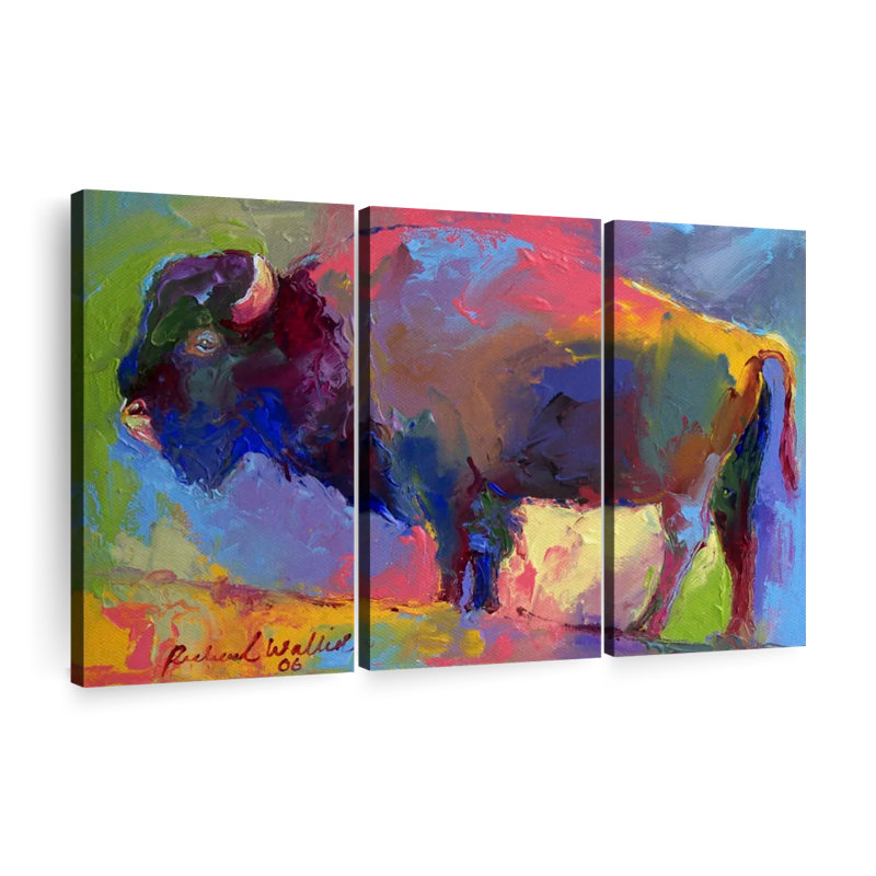 Animal " Buffalo " 3 - Pieces, 48" H x 74" W x 1.25" D