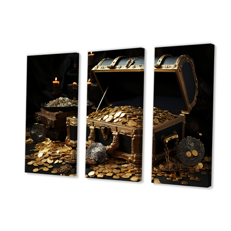 «Pirates Gold Treasure 2 - Pirate», art mural, H 40 po x l 61 po x P 1 po, Toile tendue