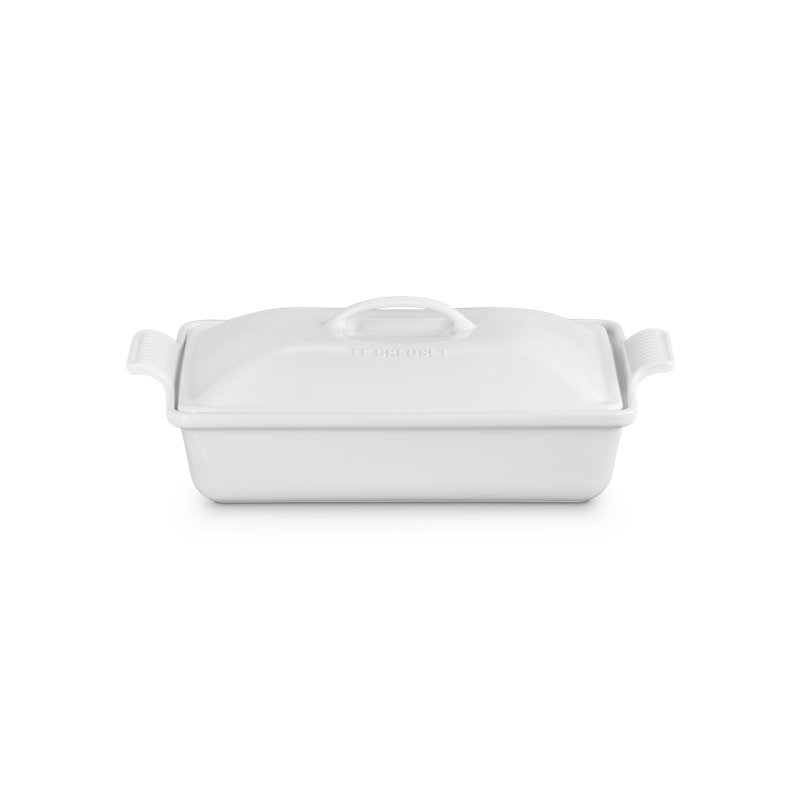 Le Creuset Heritage Stoneware 4 Qt. Rectangular Casserole with Lid, White 