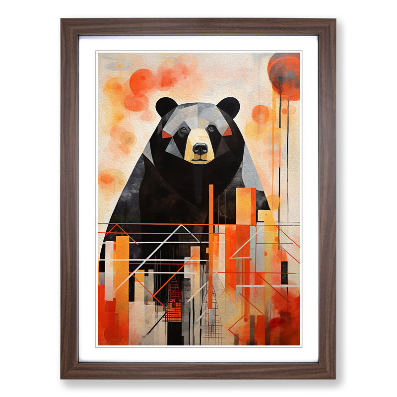 Bear Constructivism - Framed Print, Walnut Framed, 34cm H x 25cm W x 2cm D