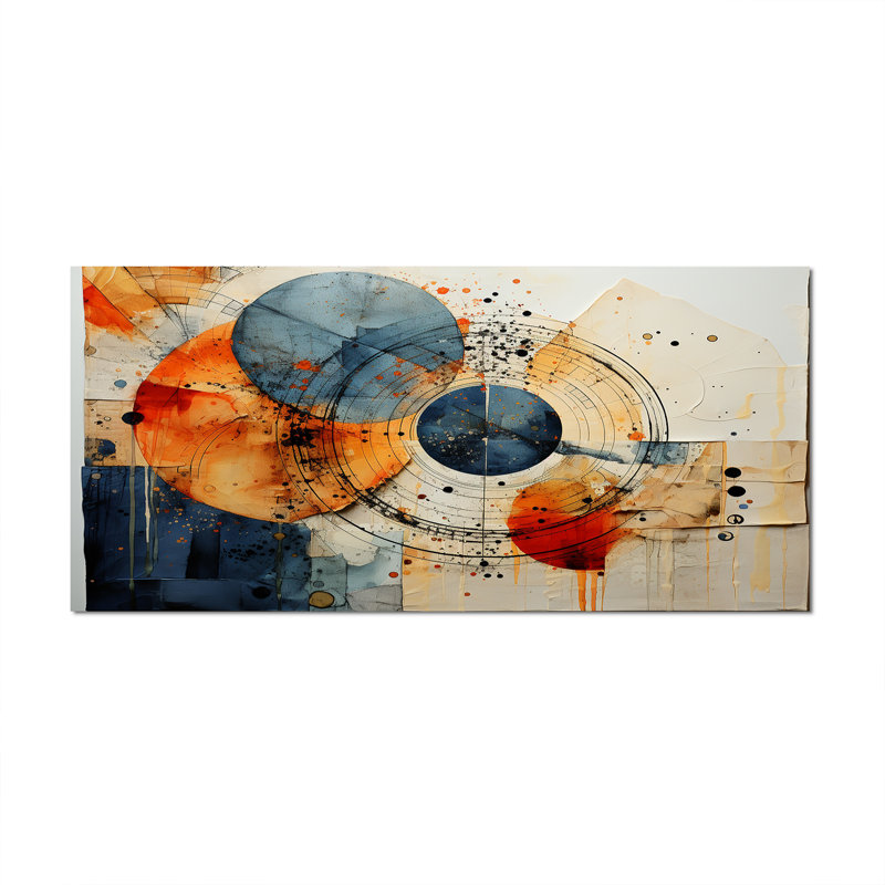 Mixed Media - Abstract Spirals Wall Art, Wrapped Canvas, 28" H x 60" W x 1.5" D