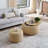 Round Storage Ottoman,Woven Rattan Fabric Ottoman,2 In 1 Function,Work As End Table And Ottoman,With Small Seat-Nature